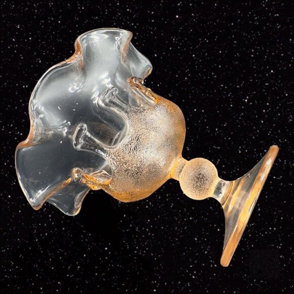 Stelvia Glass Company Compote Footed Bowl Peachy Pink Wayne Husted design Italy - Picture 14 of 16